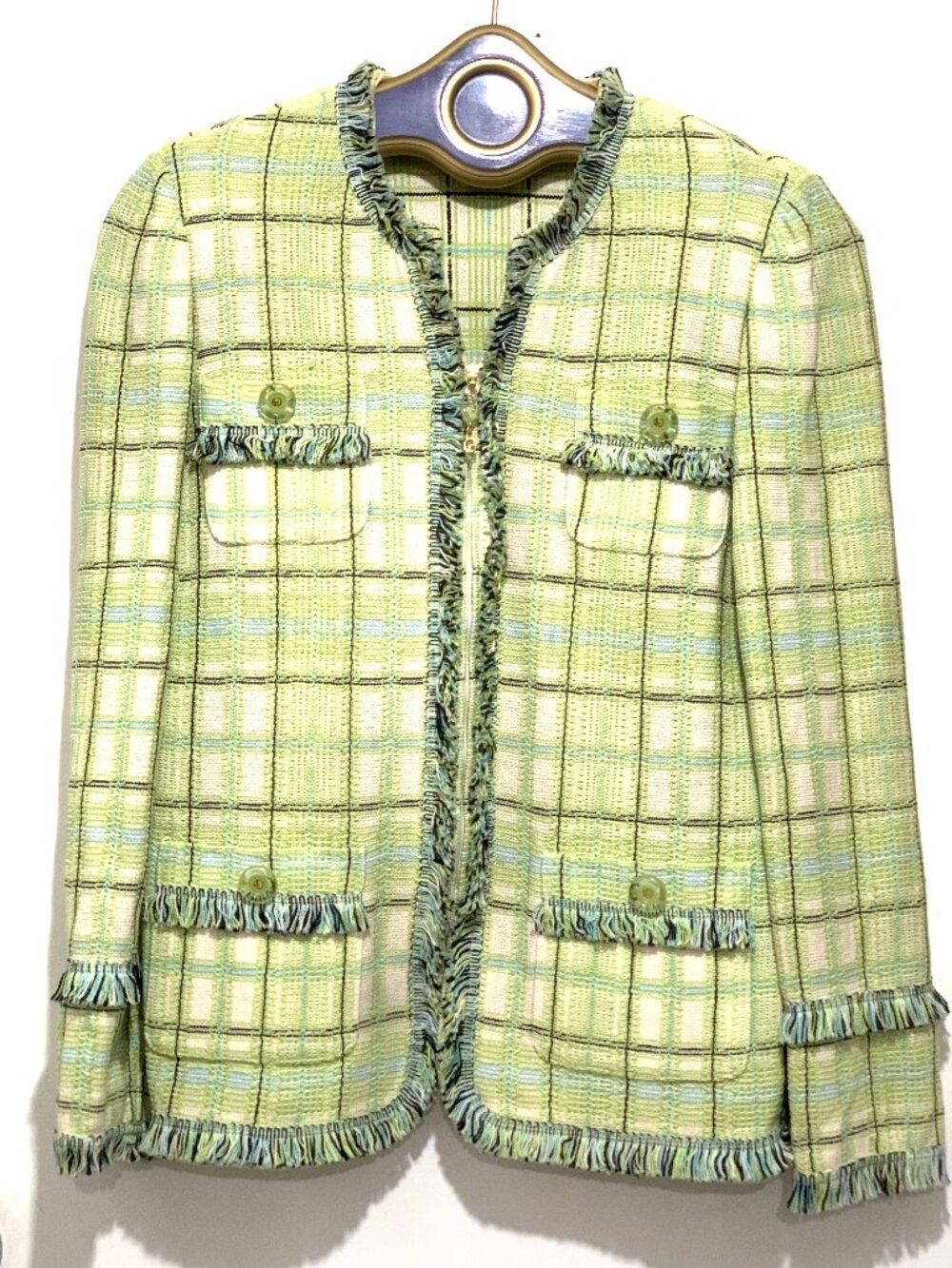 ST. JOHN COLLECTION BY MARIE GRAY FRINGED TWEED JACKETS SIZE 4